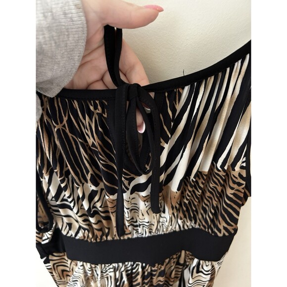 AGB Petites Women’s Medium Animal Print Maxi Dress Tie Back Y2K Resort Summer - Picture 6 of 8